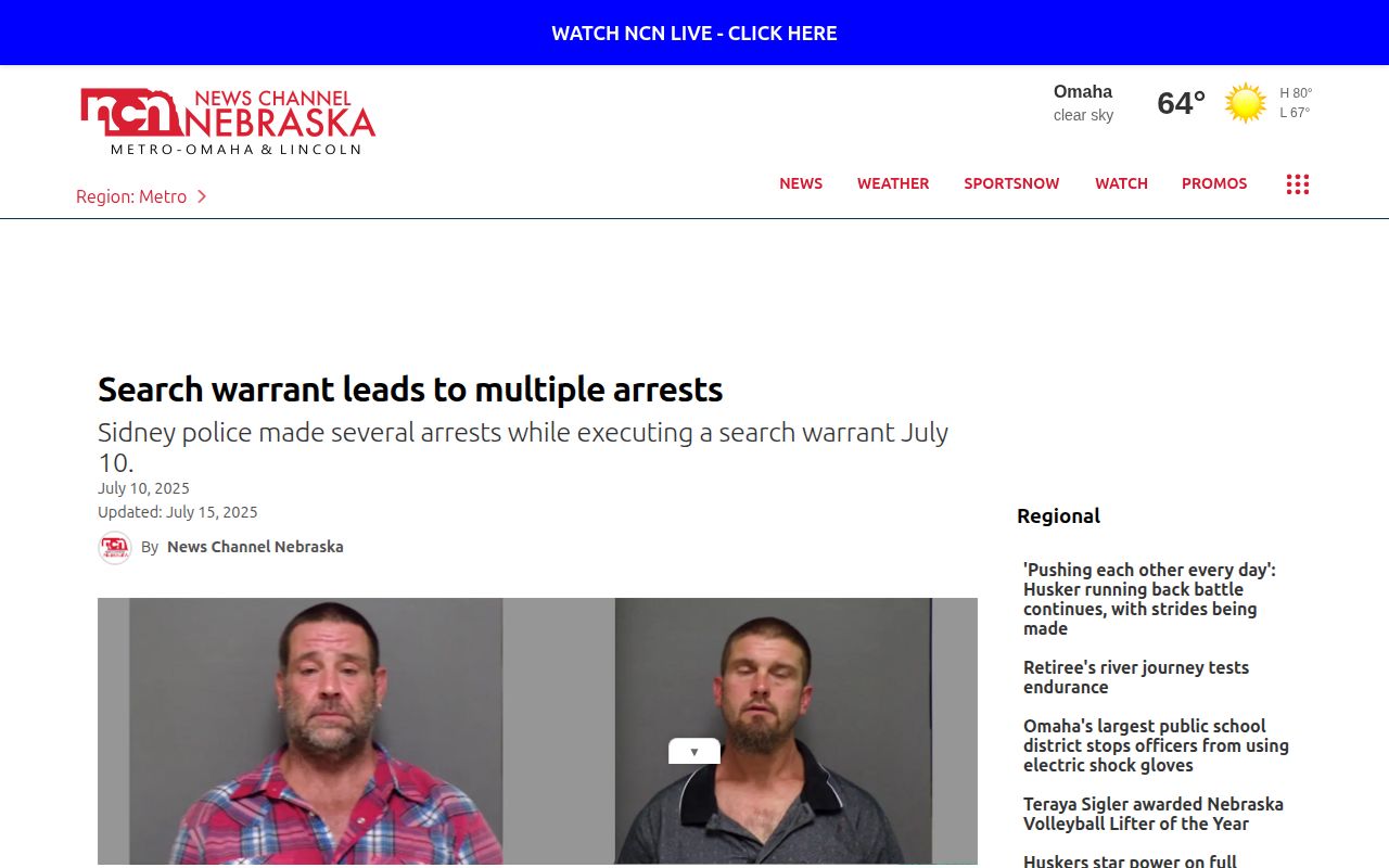 News Channel Nebraska Cheyenne County regional arrest and court report