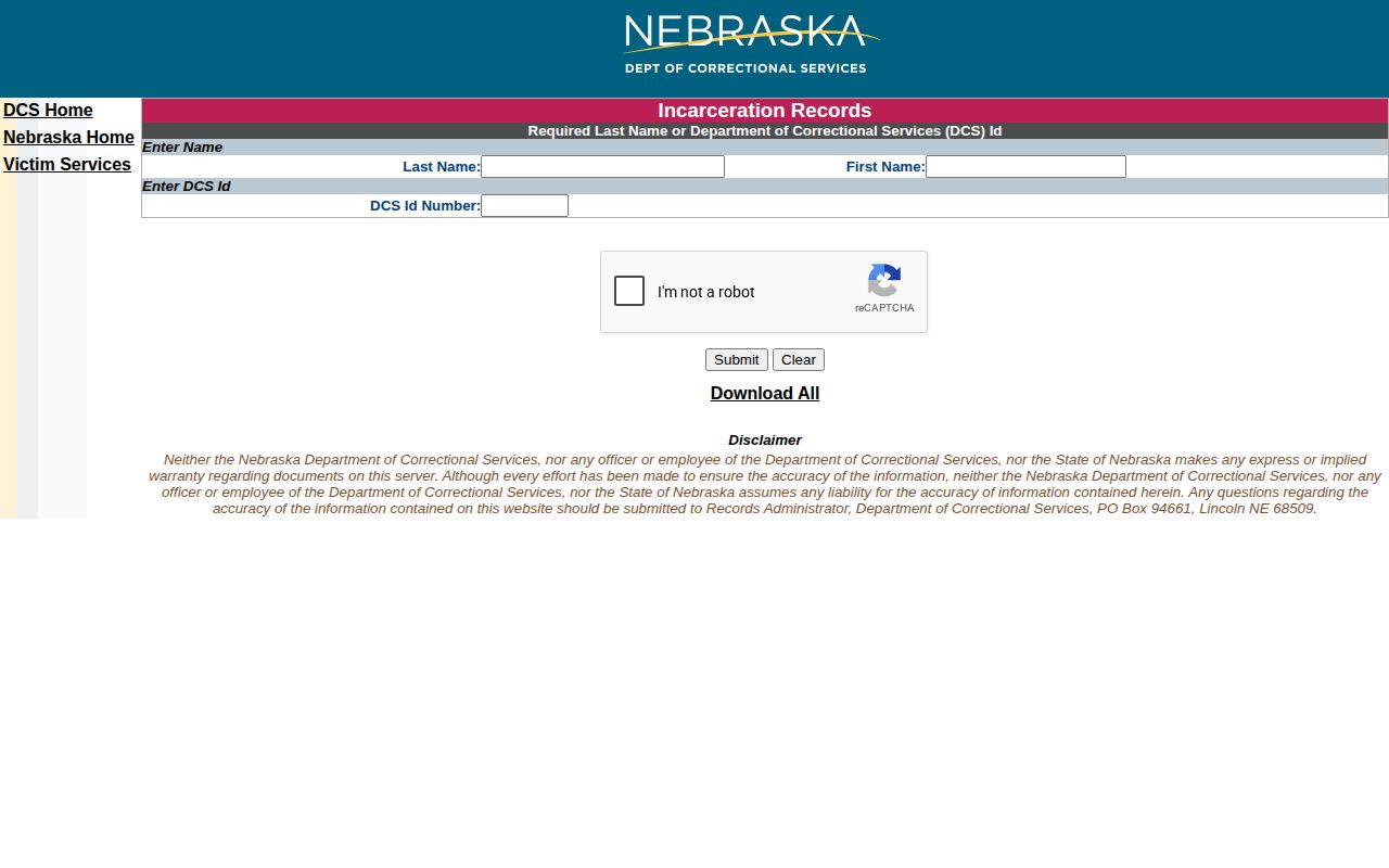 Nebraska state custody offender search for Cheyenne County record follow-up