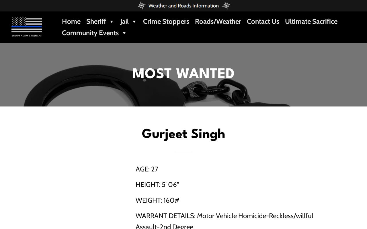 Cheyenne County Sheriff official Most Wanted source page